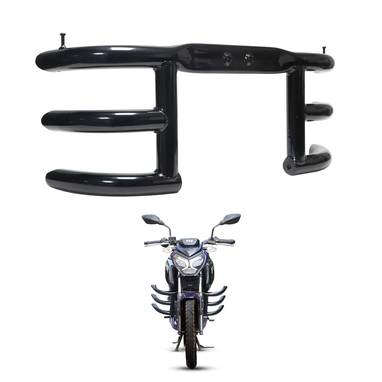 TVS Bull Bar Crash Guard – Protection for the Black Raider