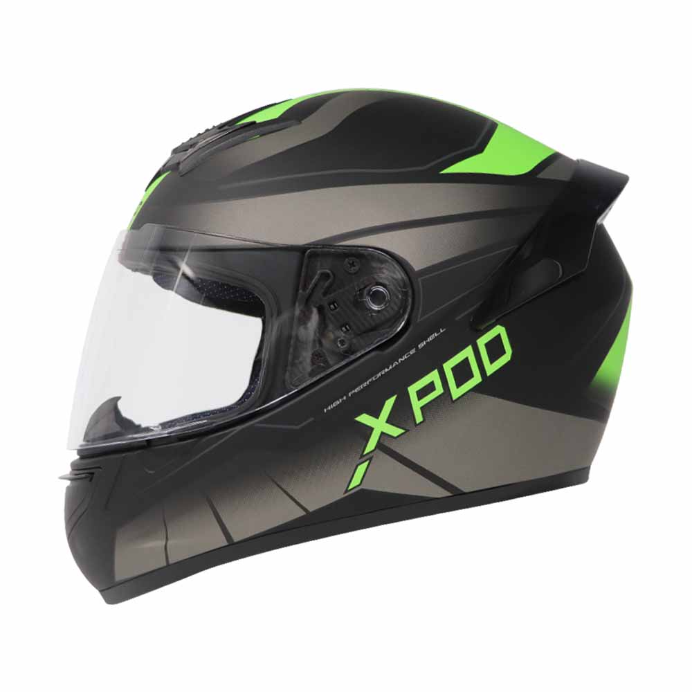  TVS XPOD Aerodynamic Helmet for Men- ISI & DOT Certified, Ultrawide Visor, Quick Release Strap – Premium Bike Helmet with Enhanced Air Circulation (Neon Green Dual Tone)