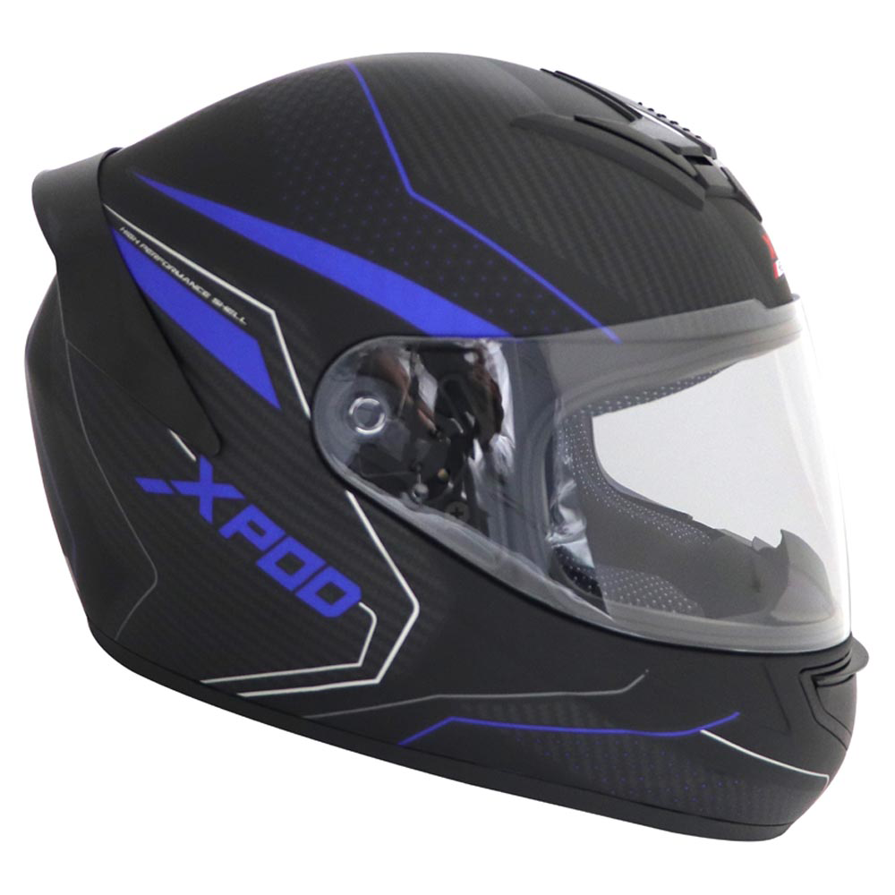  TVS XPOD Aerodynamic Helmet for Men- ISI & DOT Certified, Ultrawide Visor, Quick Release Strap – Premium Bike Helmet with Enhanced Air Circulation (Blistering Black & Blue)