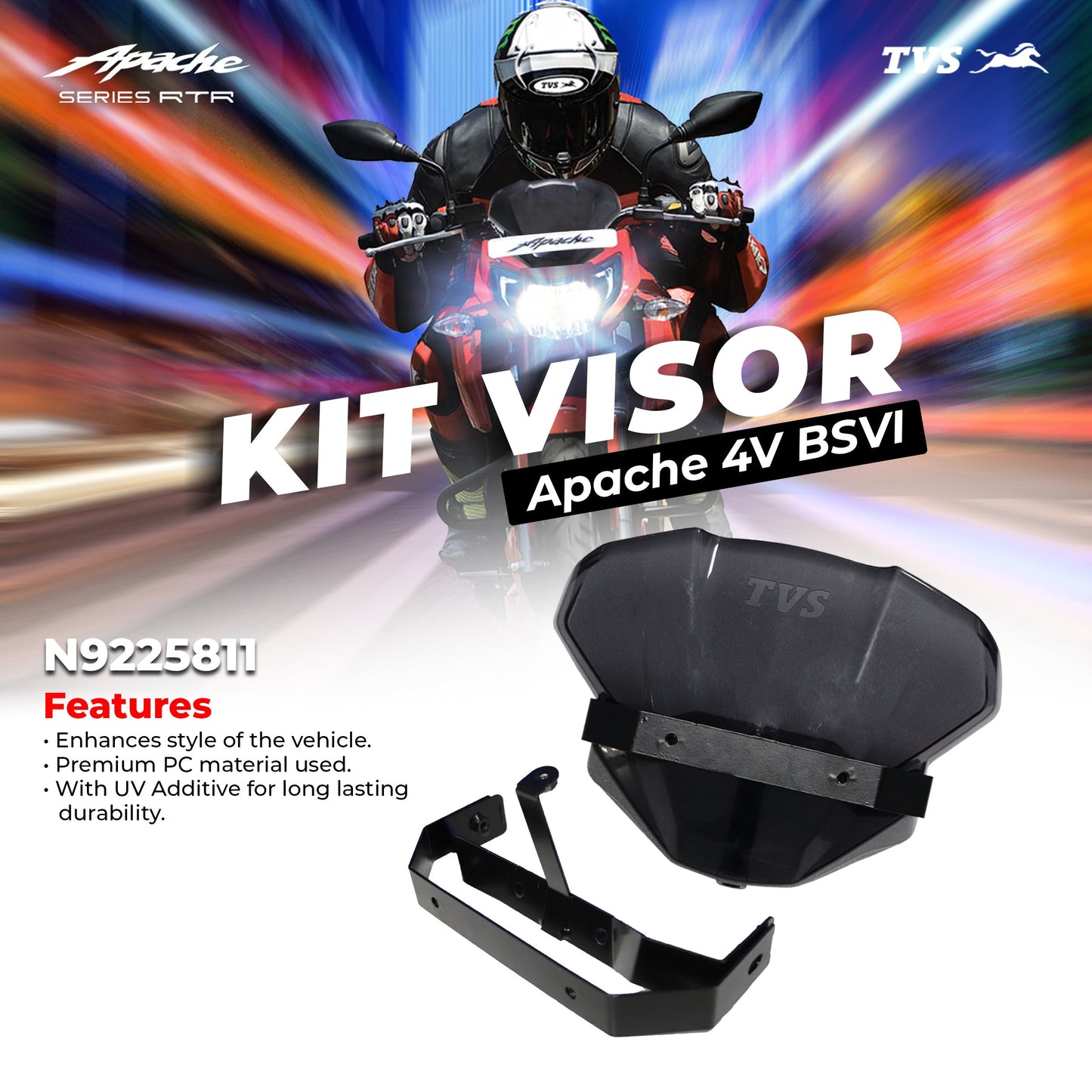 TVS Apache 4V BS-VI Kit Visor | Premium Protection for Your Bike