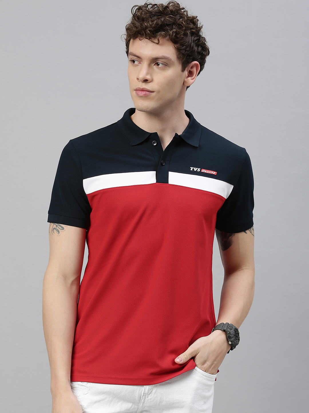  TVS Racing Polo T Shirt Polyester Blue Red