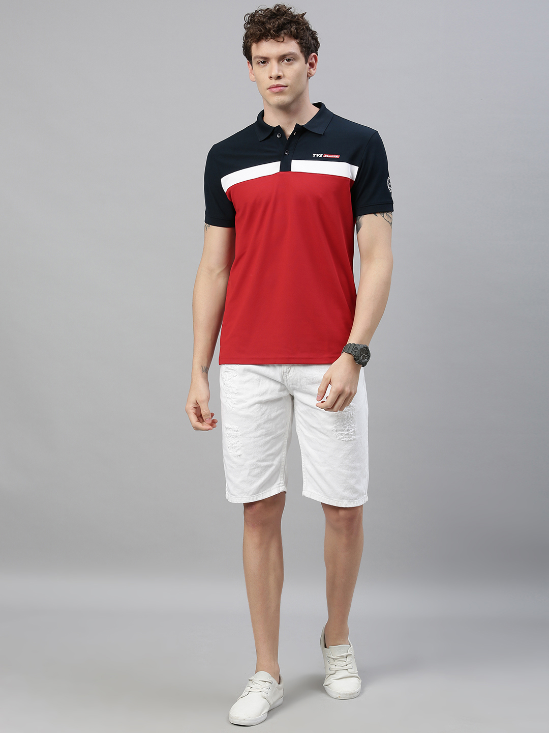 TVS Racing Polo T Shirt Polyester Blue Red