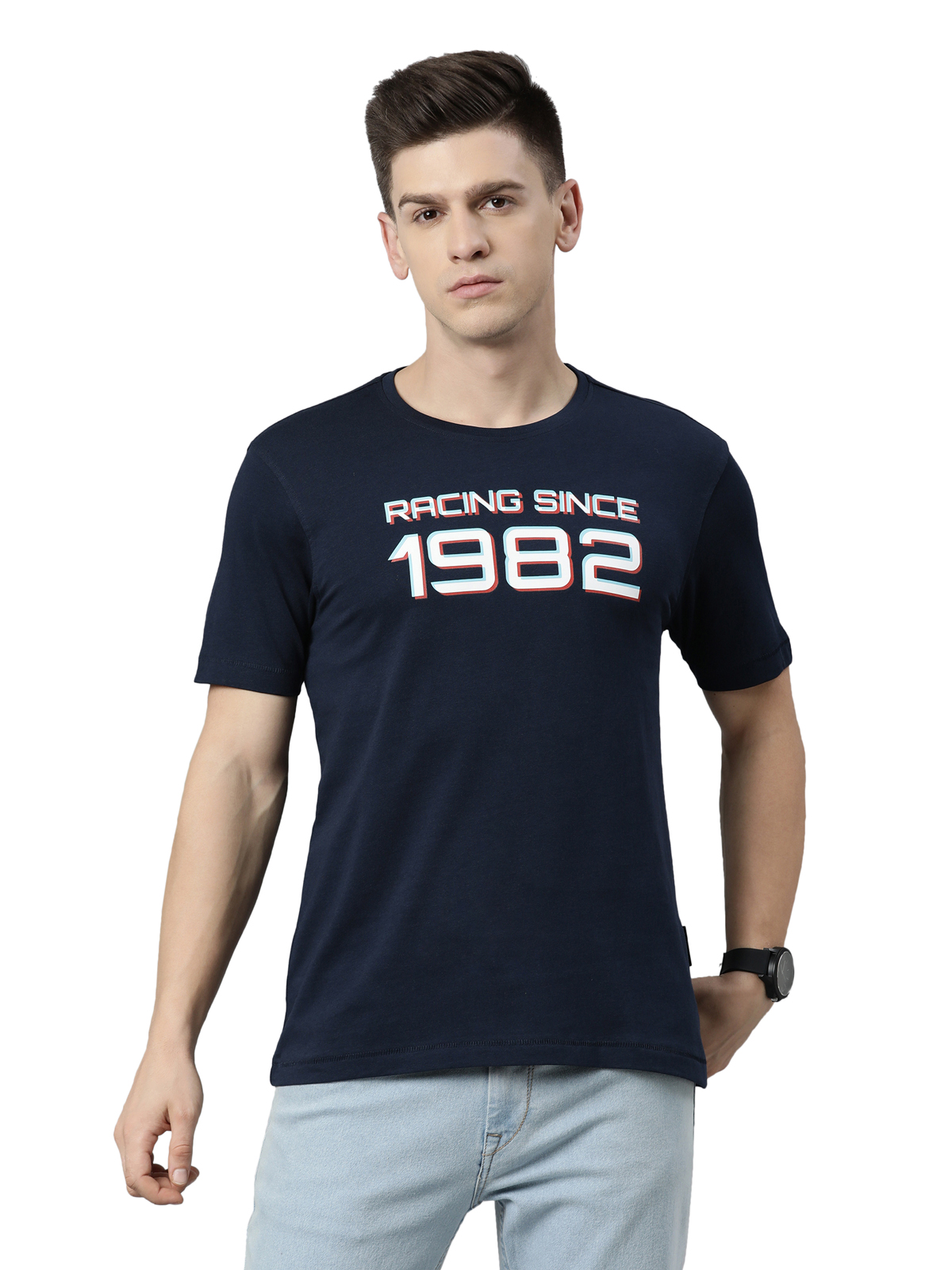  TVS Racing Classic Round Neck Cotton T-Shirt for Men