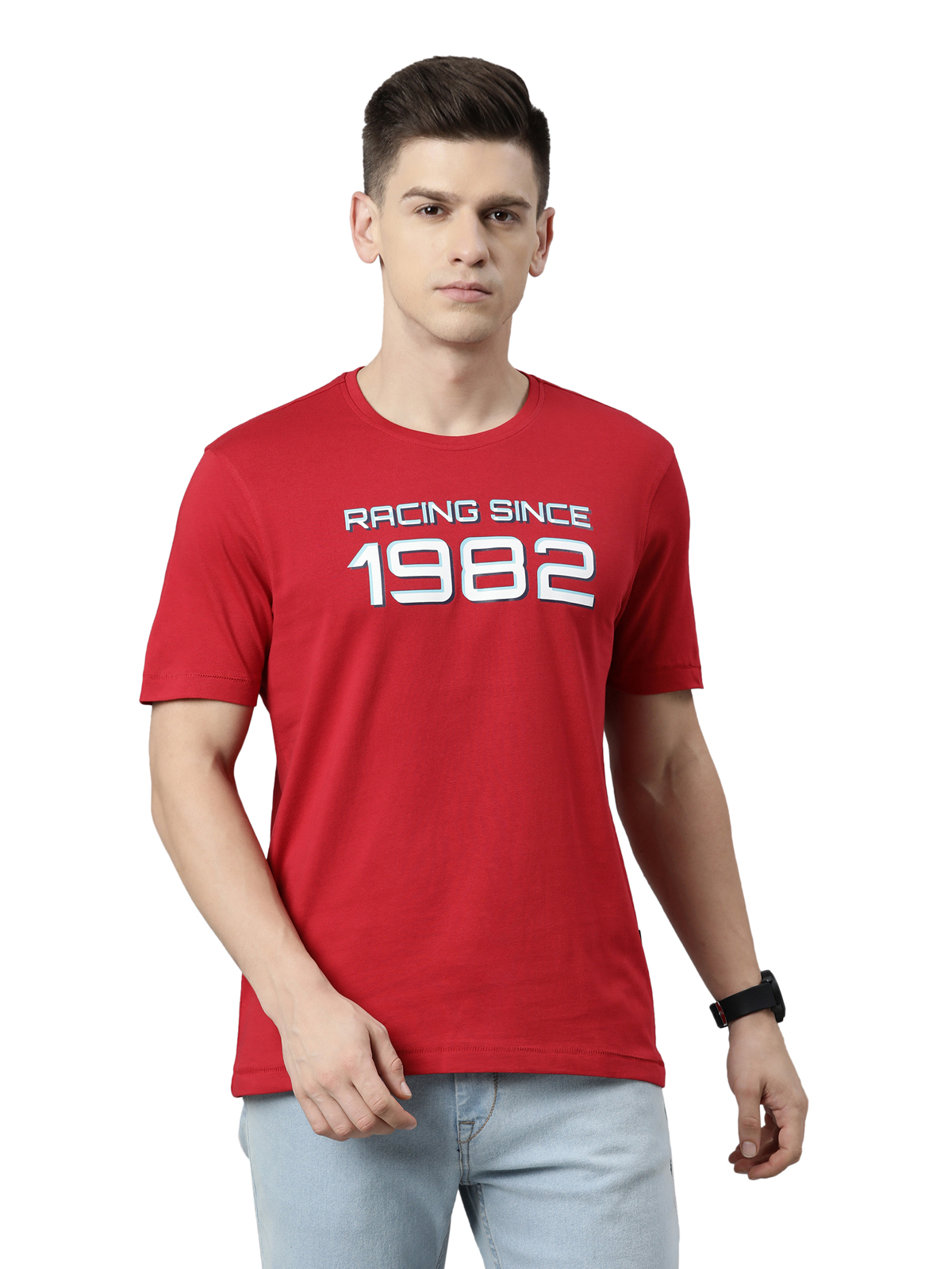  TVS Racing Classic Round Neck Cotton T-Shirt for Men