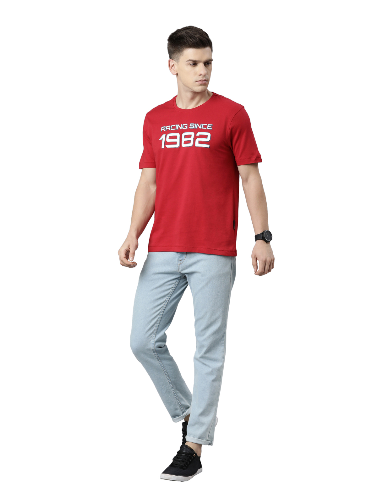  TVS Racing Classic Round Neck Cotton T-Shirt for Men