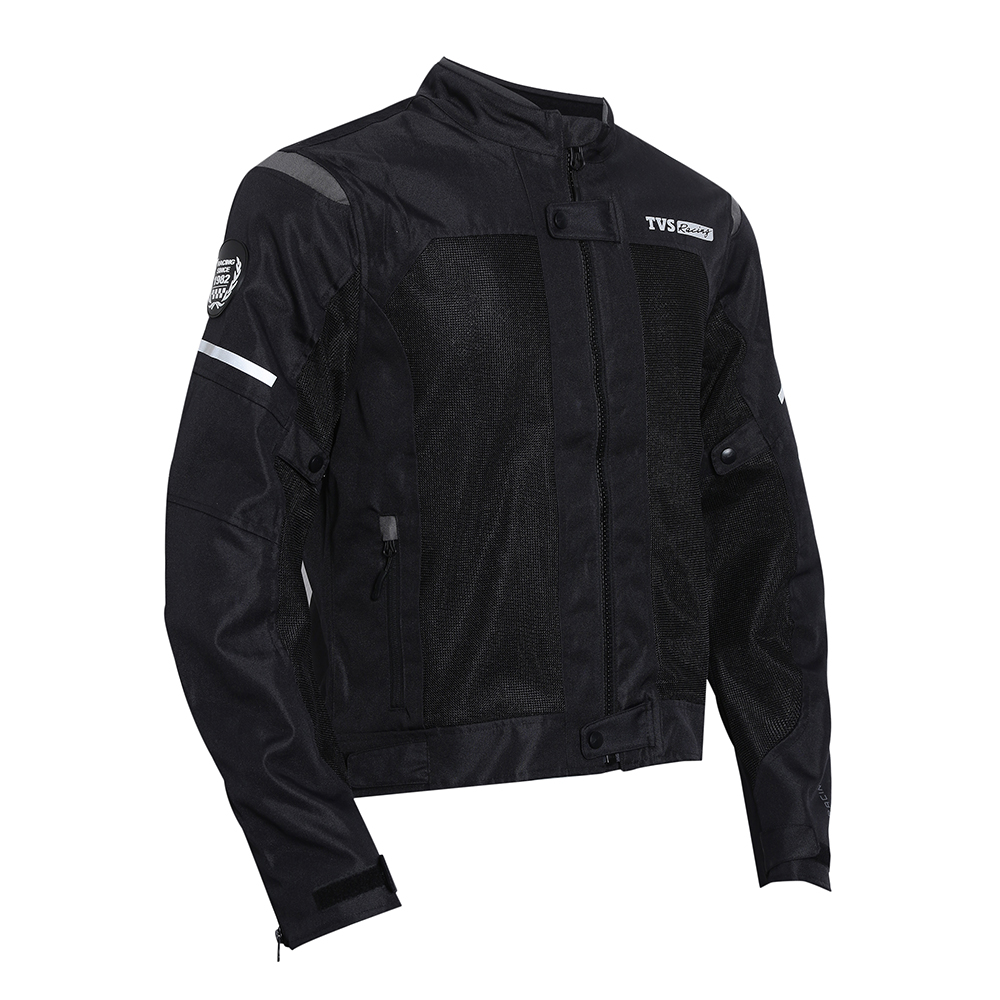  TVS Racing Asphalt Riding Jacket for Men- High Abrasion 600D Polyester, CE Level 2 Armour Protection – Essential Bike Jacket for Bikers (Grey)