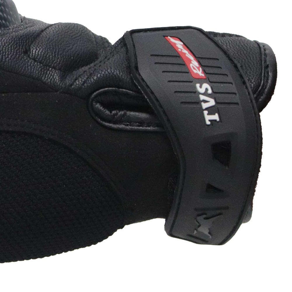  TVS Racing City Riding Gloves for Men – Hard SONIC Protected, Touch Screen Compatible, & Visor Wiper Fingertips – Premium Bike Gloves for Riding Comfort (Black)
