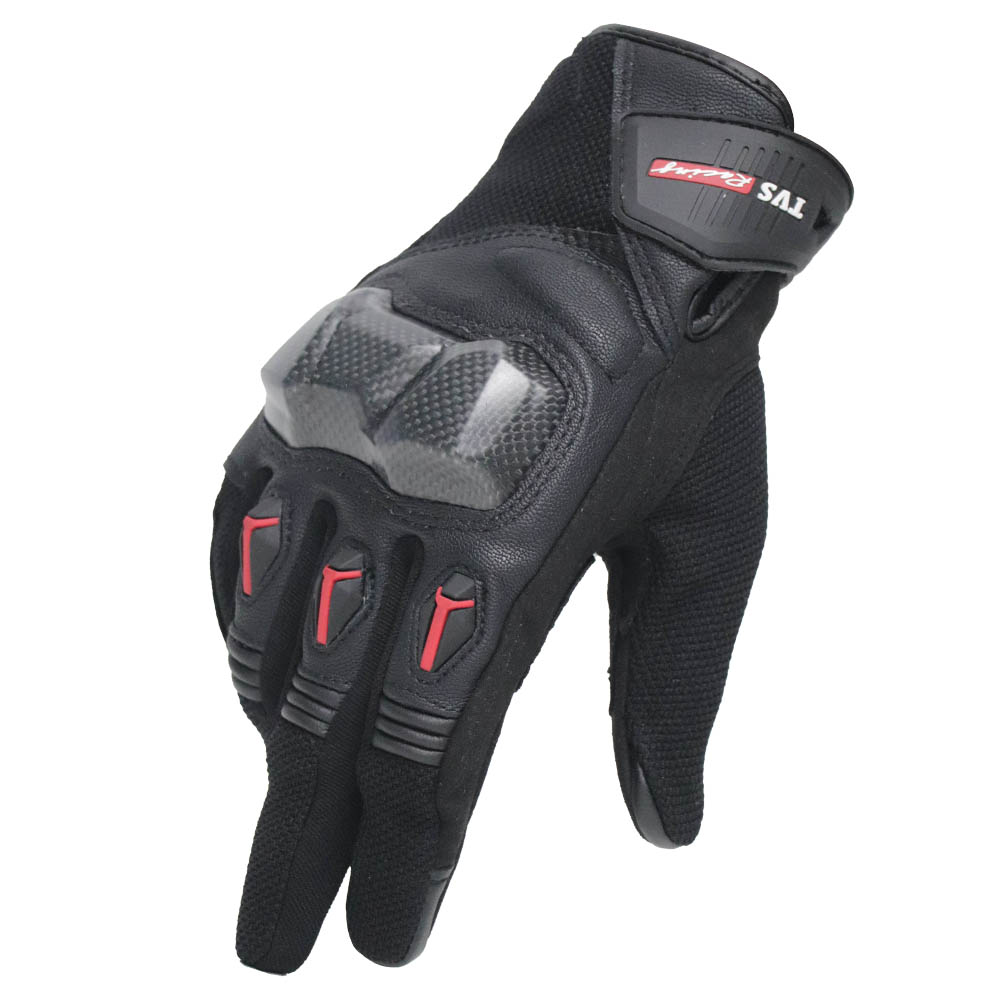  TVS Racing City Riding Gloves for Men – Hard SONIC Protected, Touch Screen Compatible, & Visor Wiper Fingertips – Premium Bike Gloves for Riding Comfort (Black)