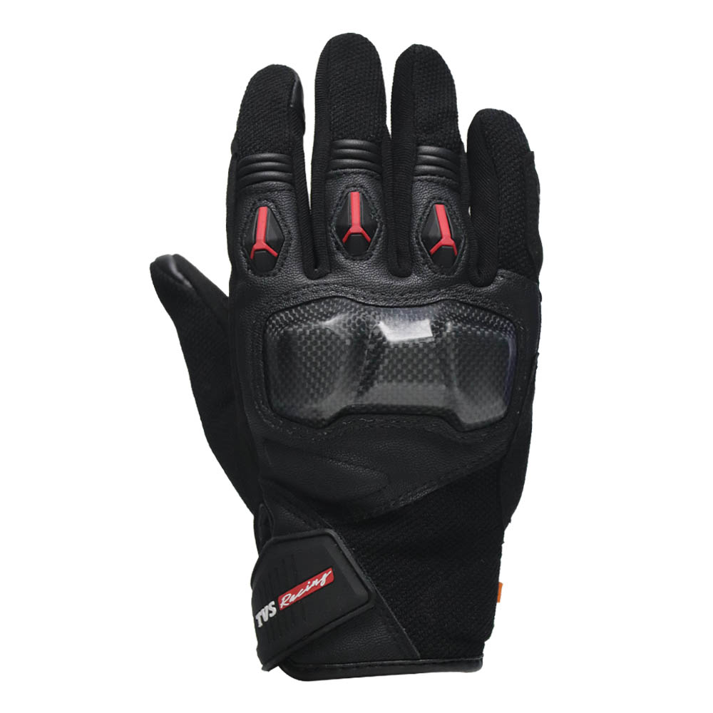  TVS Racing City Riding Gloves for Men – Hard SONIC Protected, Touch Screen Compatible, & Visor Wiper Fingertips – Premium Bike Gloves for Riding Comfort (Black)