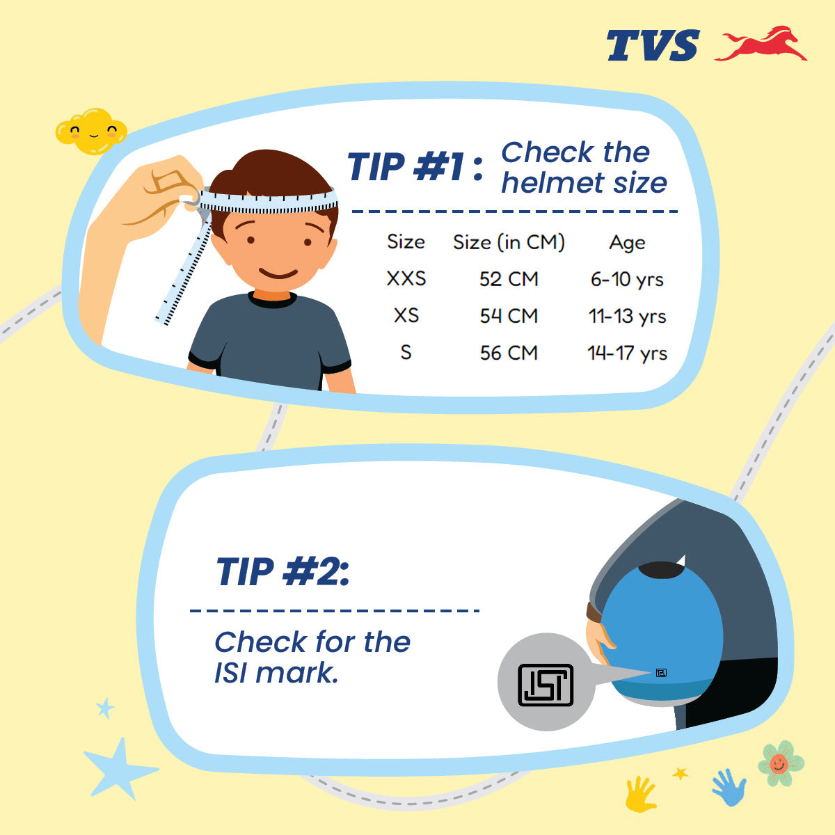 TVS Half Face KID Helmet, Color: Blue - ISI Certified